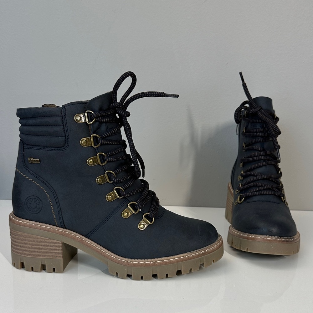 Spring Step Blue Leather Lace Up‎ Rockies Ankle Boots Size 37(6.5-7)